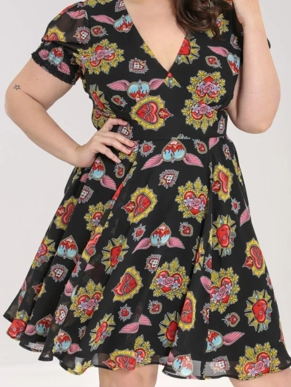 Hell Bunny Amias Heart Print Dress Sz XL